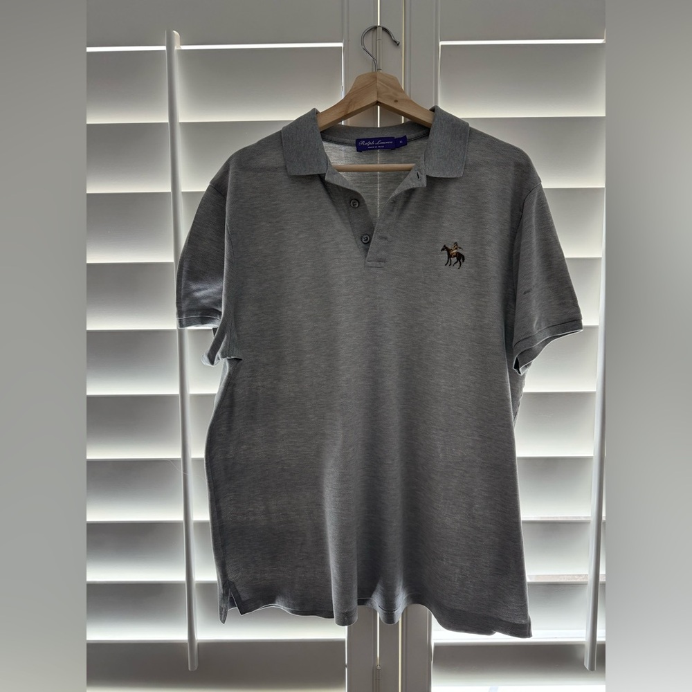 Ralph Lauren Purple Label Custom Slim Fit Piqué Polo Shirt in Gray XL